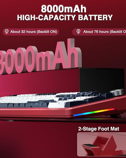 AULA F108 PRO - Wireless Mechanical Keyboard with Screen&Knob,Hot Swappable Gaming Keyboard with 8000mAh Battery,Pre-lubed Switches,RGB Backlit,PBT Keycaps Creamy Sounding Computer Keyboards,104 Keys