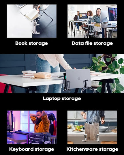 NODOCA 2-Slot Laptop Storage for Desk, Vertical Laptop Stand for Desk, MacBook Vertical Stand, with Headphone Holder, Desk Side Storage for MacBook/Surface/Samsung/HP/Dell[L, Black]