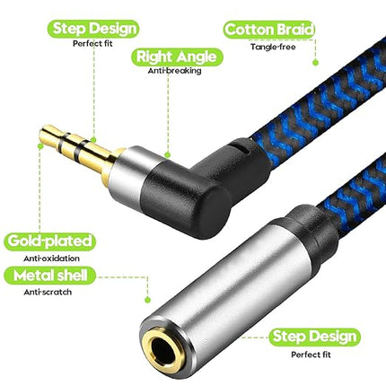 GGMTY 3.5mm Male to Female Extension Stereo Audio Extension Cable 25FT, Cotton-Braided Audio Extension Cable, Stereo Jack Cord for Phones, Headphones, Speakers, Tablets, PCs and More