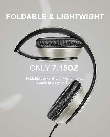 LORELEI X6 Over-Ear Headphones With Microphone, Lightweight Foldable & Portable Stereo Bass With 1.45M No-Tangle, Wired for Smartphone Tablet MP3/4