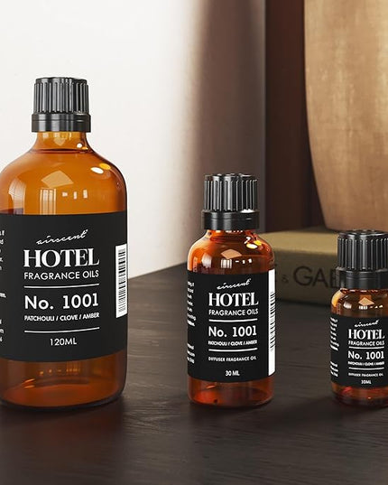 AirScent Hotel Diffuser Oil No. 1001 - Patchouli Clove Amber - Hotel Scent Dupe - Premium Fragrance Oil for Ultrasonic and Waterless Diffusers- 120 mL, 4 fl oz Glass Dropper Bottle