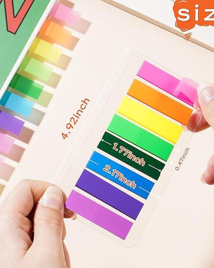 (2000 Pcs) Page Markers Bright Sticky Tabs, Translucent Small Sticky Notes Flags and Arrow Flags, Fluorescent Index Tab Stickers for Notebooks [8 Colors, 10 Sets]