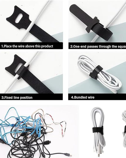 60 Pieces Cable Labels & Reusable Hook and Loop Fastening Ties Set - 30 Pieces Cord or Wire Labels & 30 Pieces Labels for Electronic Cords, Home & Office Cord Management