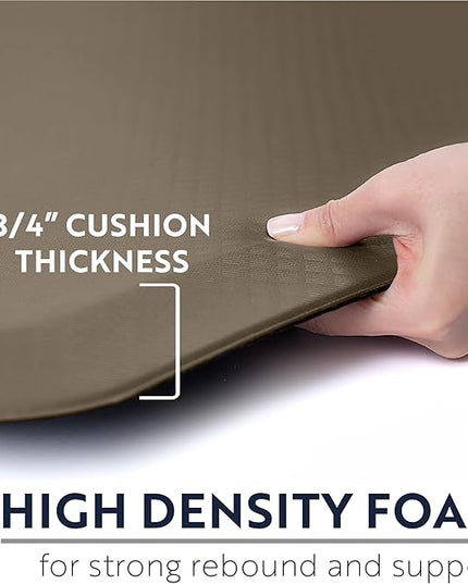 KANGAROO Thick Ergonomic Anti Fatigue Mats for Kitchen Floor, 70x24 Runner, Cushioned Standing Office Desk Mat, Waterproof Scratch Resistant Topside, Supportive All Day Comfort Padded Foam Rugs, Beige