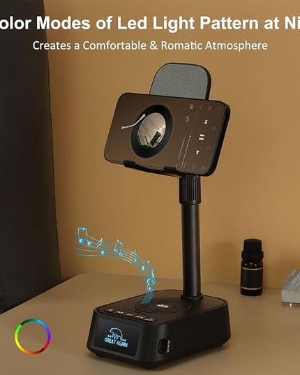 Gifts for Men Women, Phone Stand with Bluetooth Speaker, Birthday Gifts Him Her, Adjustable Height Phone Holder with HD Stereo Sound Fits All Phones &Tablet, Unique Gifts for Dad Mom Christmas