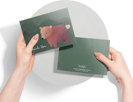 Twigs Paper Thank You Card Set - 12 Assorted Greeting Cards For All Occasions - Thank You Cards with Envelopes - Appreciation Cards - Eco Friendly - Made In USA - 5.5 x 4.25 Inch - Woodland Animals