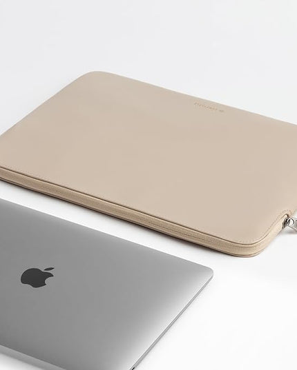 Comfyable Slim Protective Laptop Sleeve Compatible with 13/13.3/14 Inch MacBook Air & MacBook Pro, Mac Travel Case, Laptop Pouch, Slim PU Leather Cover M5/M4/M3/M2/M1 2025-2021, Dark Beige
