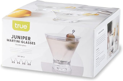 True Stemless Martini Glasses, Set of 4, 8 oz Modern Cocktail Glasses for Martinis, Manhattans, Cosmopolitans, Cocktail Glass Set, Dishwasher Safe, 8 oz, Set of 4