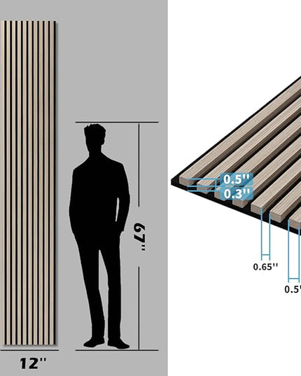 Art3d 4-Pack 108" x 12" Acoustic Wood Panels for Wall, Soundproof Wood Slat Panel for Wall and Ceiling, 3D Fluted Sound Absorbing Paneling for Interior Wall Decor, Living Room, Bedroom - Oak