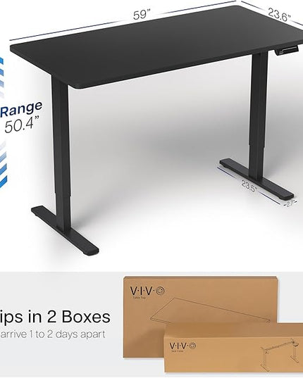 VIVO Electric 60 x 24 in Dual Motor Sit Stand Desk, Memory Height Adjustment, 2B Series, Black Top Black Frame, DESK-KIT-2B6B