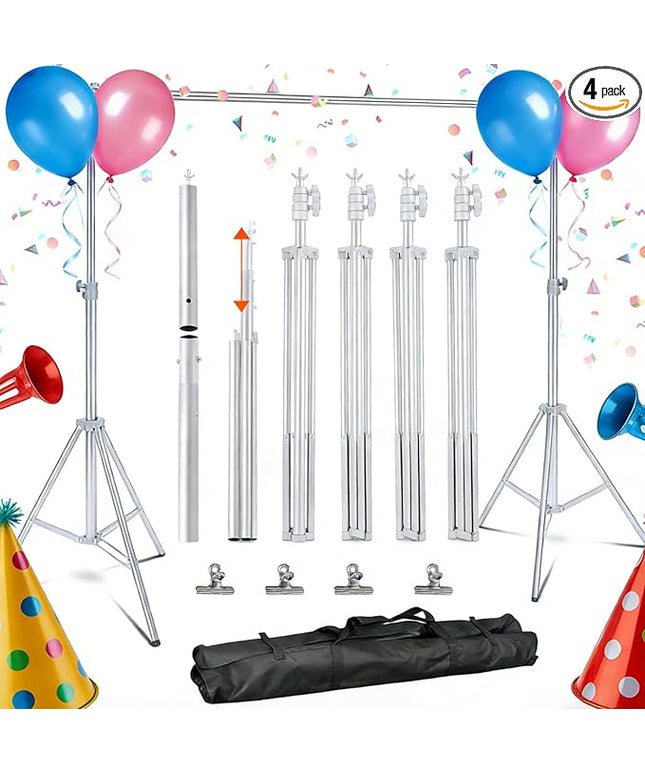 6.5 x 10ft Adjustable Backdrop Stand Kit,Heavy-Duty Photography Background Support System with Clamps & Carry Bag,Photo Video Studio Backdrop Stand for Parties,Weddings,Green Screen & Banner Display