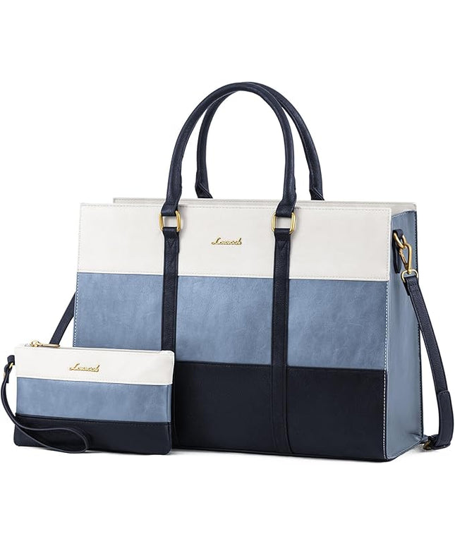 LOVEVOOK Laptop Bag for Women, 15.6 Inch Laptop Tote Bag, Vintage Leather Work Bags for Women, Waterproof Computer bag with Clutch Purse, Large Capacity Briefcase, Business Office Bag