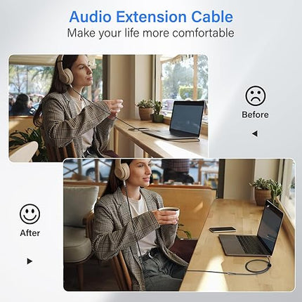 Elecan Headphone Extension Cable 3 Ft/2 Pack, 1/8 Inch 3.5 MM AUX Cord Wire Male to Female, Hi-Fi Sound Thin&Slim Braided TRS Stereo Audio Beats Cable Extender for Car,Home Stereos, Speaker,Phones