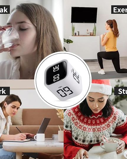 Productivity Timer Flip Gravity Sensor Cube Timer Countdown & Countup,Mute & Vibrate & Sound，5/10/30/60min & Custom Timing, Perfect for ADHD,Work,Learning,Kitchen Cooking (2 White)