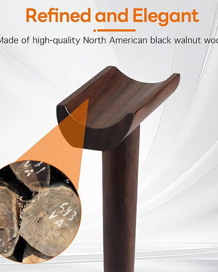 Yookin Wood Headphone Stand Headset Stand for Deak Universal Headphone Holder with Storgae Base Handcrafted Desk Organizer for Gaming Headsets(Black Walnut)
