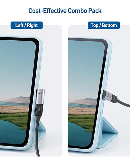 Cable Matters Combo-Pack 40Gbps Right Angle USB-C Adapter Kit, Up to [4K@240Hz Video, 240W Charging, 40Gbps Data Transfer] 90 Degree USB C Adapter, Compatible with Thunderbolt 4, iPhone 16, Steam Deck