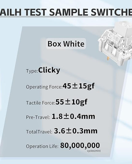 Crystal Blue Switch Mechanical Keyboard Replacement,3 Pin Clicky Accurate Typing Dustproof Transparent Gaming Keyboard Switches with 1 Kailh Box Clicky Switches(35+1Pcs)
