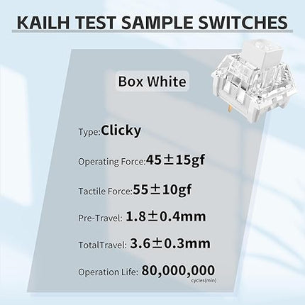 OUTEMU Crystal Blue Keyboard Switch with Dustproof Stem,3-Pin Clicky Pre-Lubed for Mechanical Gaming Keyboard Whit 1 Kailh Box Clicky Switches(44+1Pcs)