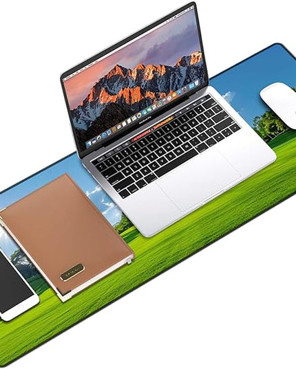 Galdas Gaming Mouse Pad XXL XL Large Long Extended Big Mousepad Non-Slip Rubber Keyboard Mouse Pad with Stitched Edges for Laptop Home Office (31.5x11.8x0.08 Inch) … (Grass)