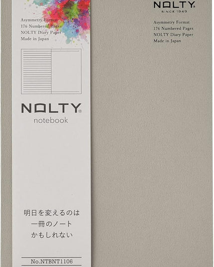 NOLTY Notebook, A5 Lined + Dot Grid, 176 Pages, Made in Japan, Greige, NTBNT1106