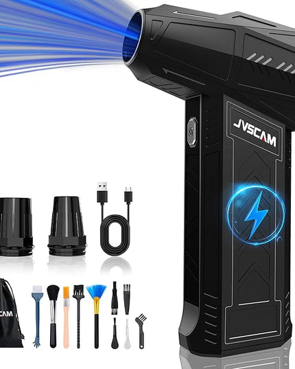 Compressed Air Duster - 180,000 RPM Electric Air Duster - with Brushless Motor, 3-Gear Adjustable Air Duster - for Keyboard, PC, Car, Air Bed, and Home Cleaning (X11-Black)