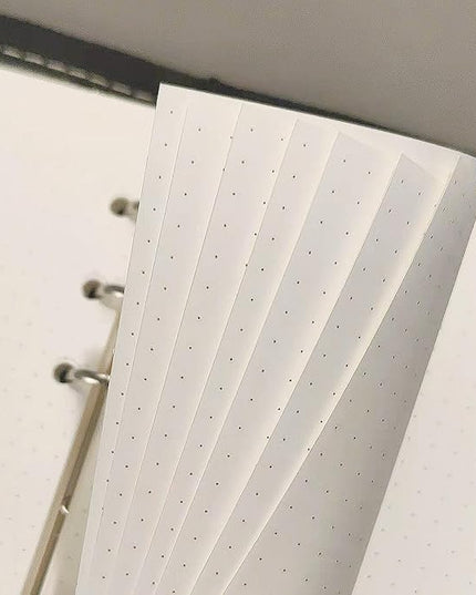 A6 Loose Leaf Refill Paper, 171x94mm, 135 Sheets Dot Grid Planner Refills, 6-Ring Binder Compatible, 100GSM Insert Papers for Notebooks, School, Office, College Notes, Journaling & Printing
