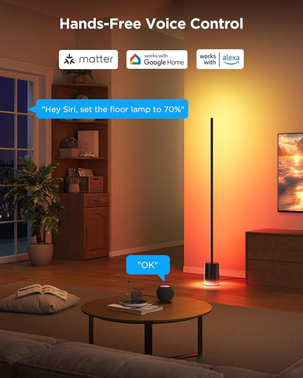 Govee Floor Lamp 2 with Matter, RGBIC, Warm Cool White LED, Alexa Compatible, 1725lm, Music Sync, Scene Modes, Smart Floor Lamp for Living Room, Bedroom, Black(1 Pack)