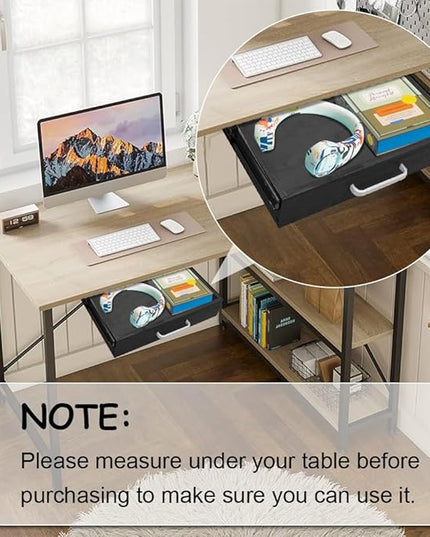 Upgrade Wood Under Desk Mounted Sliding Pull-out Drawer, Ball-Bearing Slides Under Desk Drawer Storage Organizer, Hanging Drawers for Desk, Hidden Desktop Organizer for Office Desks, Tables - Black