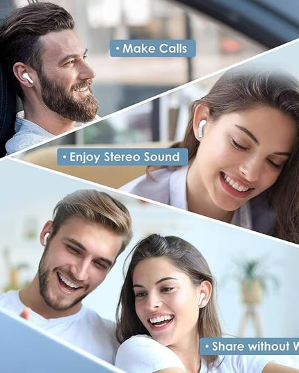 True Wireless Earbuds Bluetooth 5.3 Mic Noise Cancelling IPX7 Waterproof Hi-Fi Stereo Sound Long Battery 42H Playtime Auto Pairing for Android/Samsung/Apple iPhone Headphones pro,White