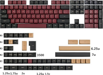 Guffercty kred 160 Keys CSA Keycap PBT Double-Shot Ball Shape Custom Keycaps Set with 6.25u/7u Spacebar for ANSI & ISO Layout Cherry MX Gateron Kailh Switches (CSA Red Warrior)