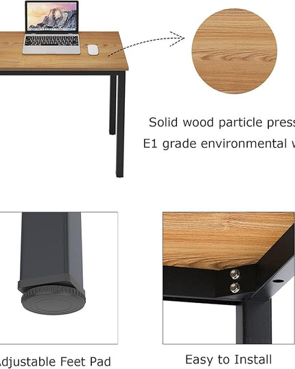 DlandHome 39 inches Small Computer Desk for Home Office Activity Table Writing Table for Small Spaces Study Table Student Laptop Desk Teak and Black DND-AC3BB-100