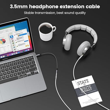 MOSWAG 3.5mm Extension Cable 26.24FT/8M Audio Male to Female Stereo Extension Adapter Nylon Braided Cord Compatible for Home/Car Stereos Smartphones Headphones Tablets Media Players and More