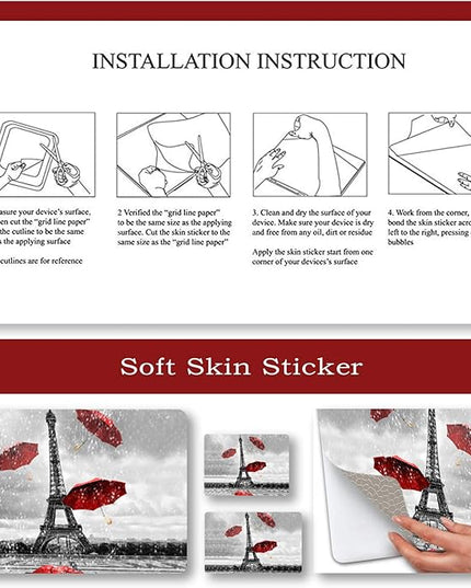 Laptop Skin Sticker Decal,12" 13" 13.3" 14" 15" 15.4" 15.6 inch Laptop Vinyl Skin Sticker Cover Art Protector Notebook PC (2 Wrist Pad Skins Included), Decorative Waterproof Removable,Eiffel Tower