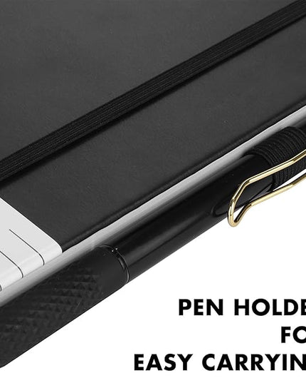 Aodaer 30 Set Lined Notebook Journals with Pens A5 Notebooks 100 GSM College Ruled Hardcover Notebook PU Leather Notepad with Pen Holder for Office School, 5.7 x 8.3 Inches, Black