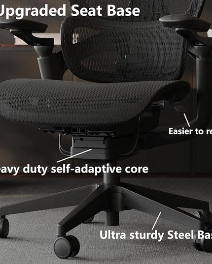 Ergonomic Office Chair, Big and Tall Home Desk Chair with Adjustable 3D Lumbar Support, 5D Armrest, 4D armrests, Mesh Computer Chair,90-130°Tilt, Model Zen (All Black)