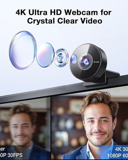 EMEET C950 4K Webcam for PC - PDAF Autofocus, USB Webcam with Microphone & Physical Privacy Cover, 1080P@60FPS, USB 2.0 Plug&Play, No Tripod Hole, Web Cam w/ 70°View for Meeting/Online Classes/Zoom