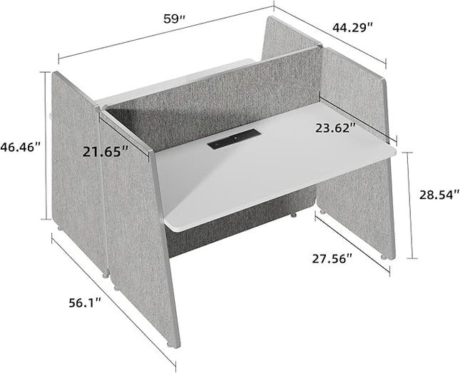 SAINTCY 2-Person Office Cubicle Desk, Modular Workstation with Privacy Panels & Built-in Power & USB | Includes Mobile Drawer Cabinets | Space-Saving Layout for Startups & Modern Offices