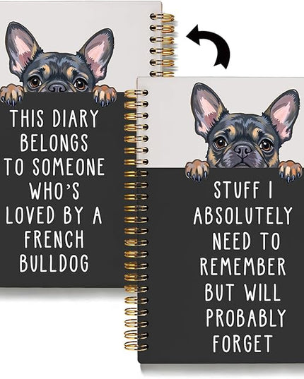 LIANGW Funny French Bulldog Notebook Journal Gifts for Women & Men, Frenchie Gifts for Women, for Coworkers, Hardcover Spiral Notebook 5.5x8.3 Inch
