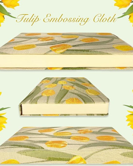 Pocket Notebook, A6, 4x6, Small Embroidered Journal, Cute Notebook, Lay Flat, Hardcover, Lined Notebook & Sketchbook, Note Taking Notebook, Beautiful Journal for Women, Tulip Flower