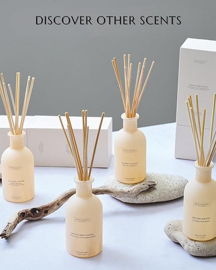 Benevolence LA Reed Diffuser for Home | Patchouli & Ebony | Elegant Home & Bathroom Decor | Long-Lasting Oil Diffuser Sticks | Malibu Sands Collection