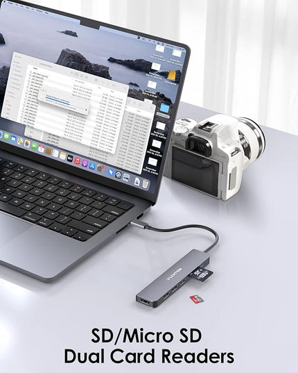 LENTION USB C Hub with 100W Charging, 4K HDMI, Dual Card Reader, USB 3.0 & 2.0 Compatible MacBook Pro, New Mac Air/Surface, Chromebook, More, Stable Driver Adapter (CB-CE18, Space Gray)