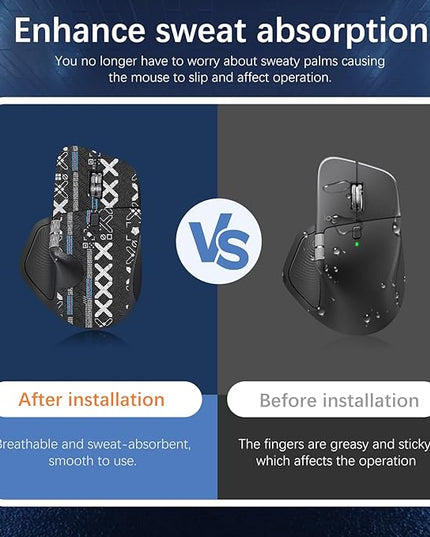 Mouse Grip Tape Full Coverage for Logitech MX Master 4, Mouse Anti Slip Grip Tape,Self-Adhesive PreCut Sweat-Resistant Professional Mice Upgrade Kit(Black)