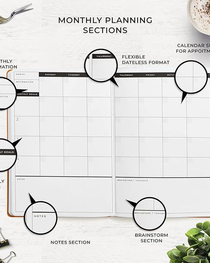 Smart Planner Pro – Medium 10 x 7 inches (B5) – Undated Agenda Daily Planner – Tested & Proven to Achieve Goals & Increase Productivity, Time Management & Happiness with Weekly, Monthly, Gratitude Sections, Back Pocket (Orange)