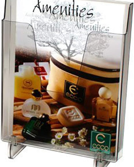 Acrimet Pocket File Holder Vertical Design Brochure Display (for Wall Mount or Countertop Use) (Removable Supports Included) (Letter Size) (Smoke Color)