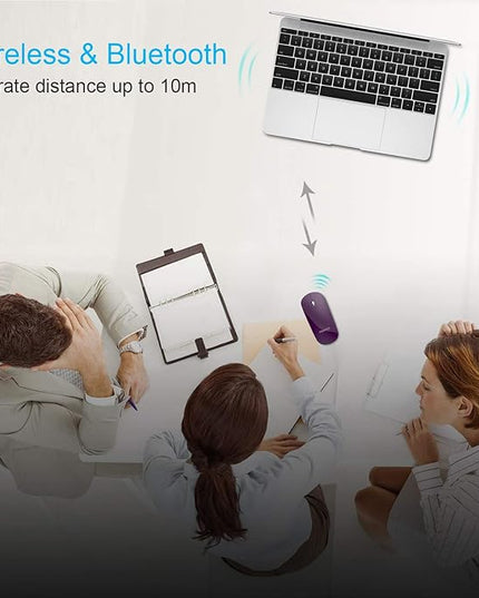 FENIFOX Bluetooth Mouse Slim, Whisper-Quiet Mini Flat Portable Mobile Mice Rechargeable Compatible with Laptop,PC,Android Windows Tablet - Deep Purple