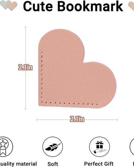 Yuoyar 30Pcs Leather Heart Book Marks for Reading Women - Cute Bookmarks for Book Lovers - Unique Gifts for Women (Solid Color)