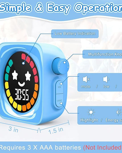 Visual Timer for Kids, 99 Minute Digital Cute Kids Visual Timer Classroom for Homeschool Supplies Study Teaching Time Management Tool Countdown & Stopwatch, Blue with Colorful Display