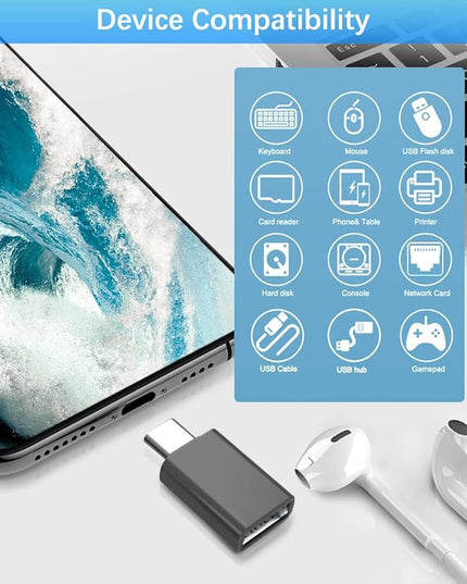 Elebase Samgsung S25 USB to USBC Adapter with Type C OTG Adaptor 4P,USBA Male to C Female Converter for Galaxy S24 S23 Plus Ultra FE,Z Fold Flip 7 6,Galaxy Tab S10 S9,Google Pixel 9 8,AirPods 4