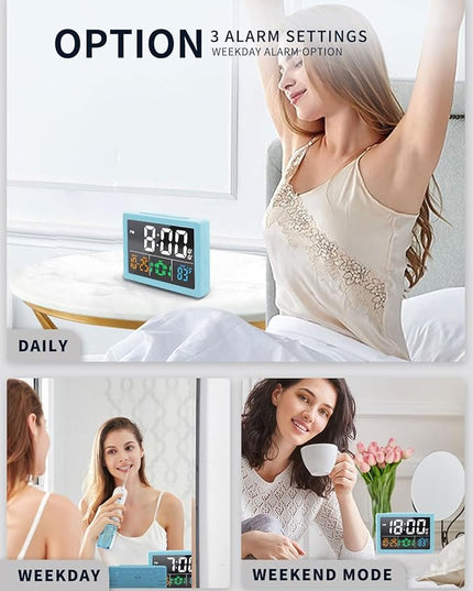 Digital Alarm Clock, with 5.5" Large LED Time Display, Adjustable Alarm Volume, 6 Level Brightness, Alarm Settings, USB Charger, Temperature Detect, Snooze, Clocks for Bedroom, Bedside, Desk, Blue