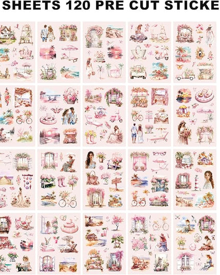 Auguro 4 Books for Seasons Stickers for Scrapbooking 480 Pre-Cut Pet Transparent Stickers for journaling Spring Summer Fall and Winter Sticker